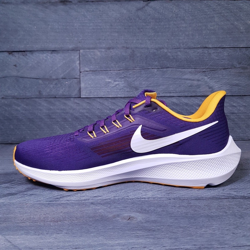 NIKE Air Zoom Pegasus 39 LSU Tigers Running Shoes Mens 9.5 Purple White - Picture 2 of 6
